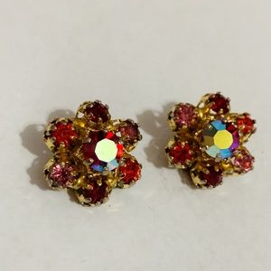 Vintage Jewelry - Vintage Austria Rhinestone Flower Earrings Vintage Jewelry - Vintage Austria Rhinestone Flower Earrings